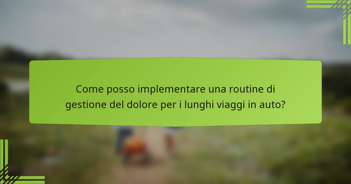 Come posso implementare una routine di gestione del dolore per i lunghi viaggi in auto?