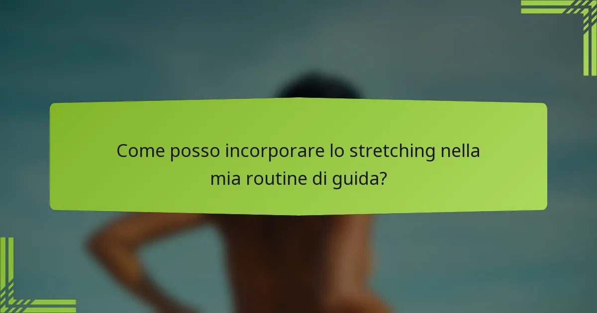 Come posso incorporare lo stretching nella mia routine di guida?