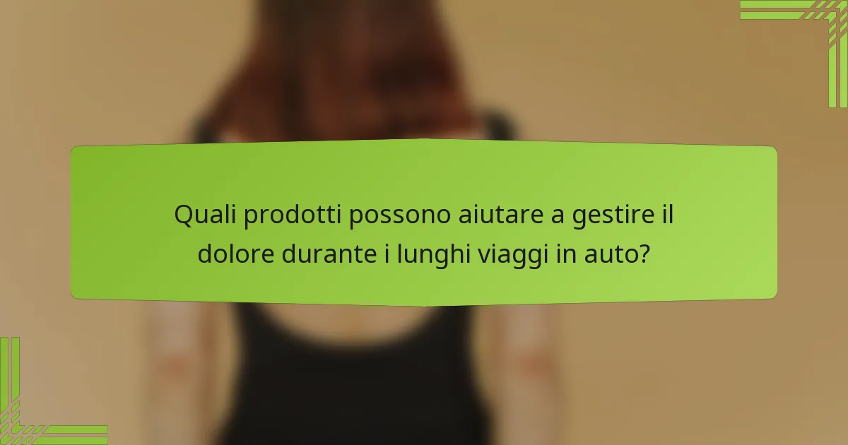 Quali prodotti possono aiutare a gestire il dolore durante i lunghi viaggi in auto?