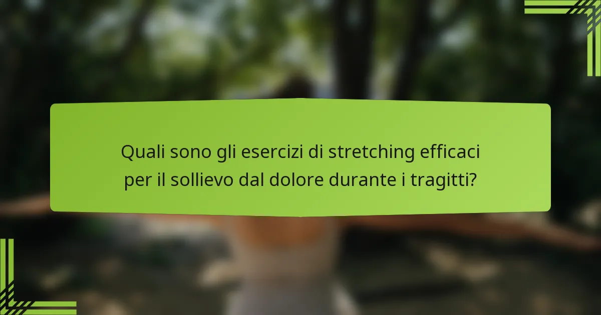 Quali sono gli esercizi di stretching efficaci per il sollievo dal dolore durante i tragitti?
