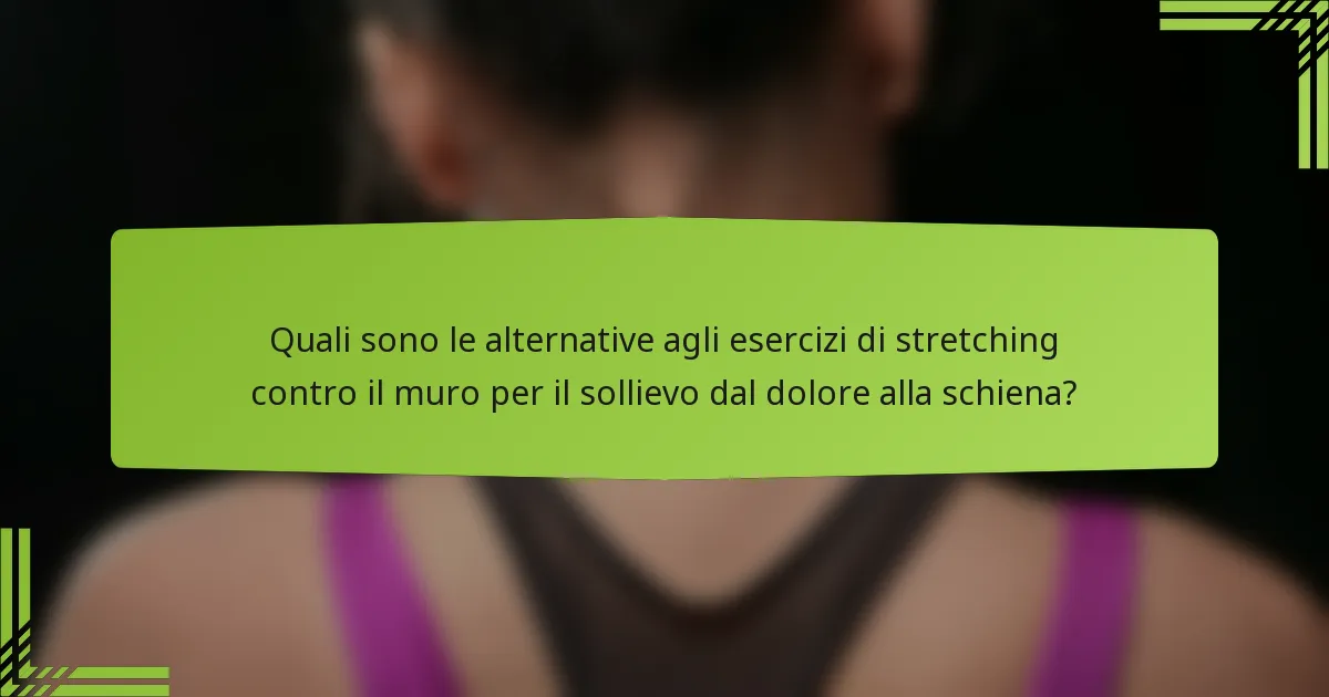 Quali sono le alternative agli esercizi di stretching contro il muro per il sollievo dal dolore alla schiena?