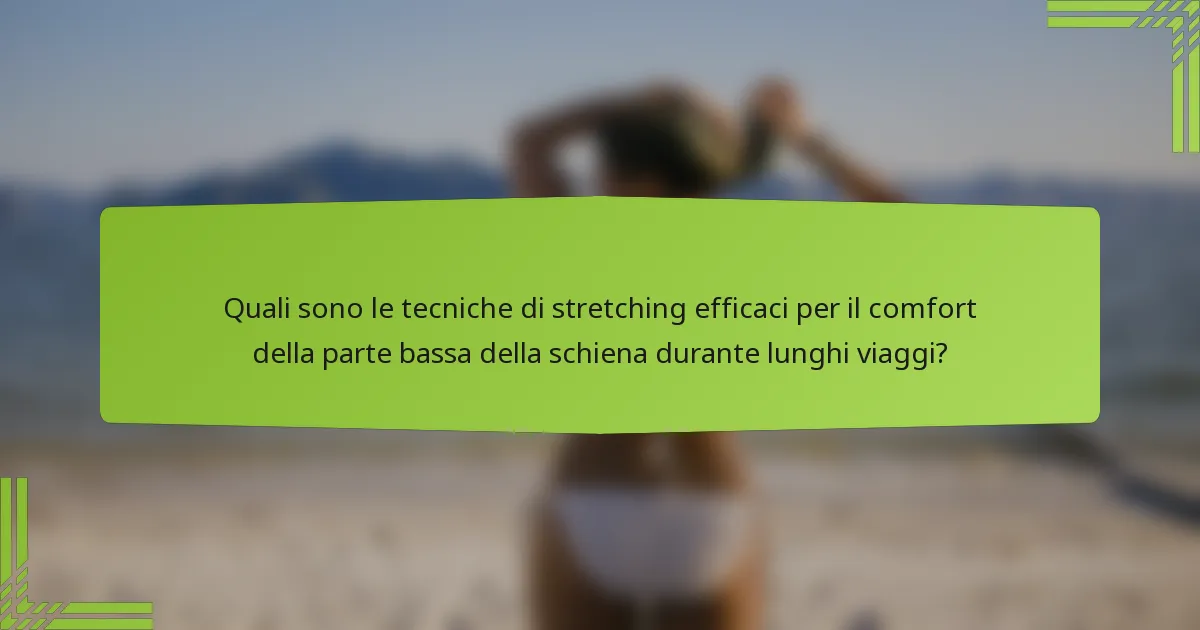 Quali sono le tecniche di stretching efficaci per il comfort della parte bassa della schiena durante lunghi viaggi?