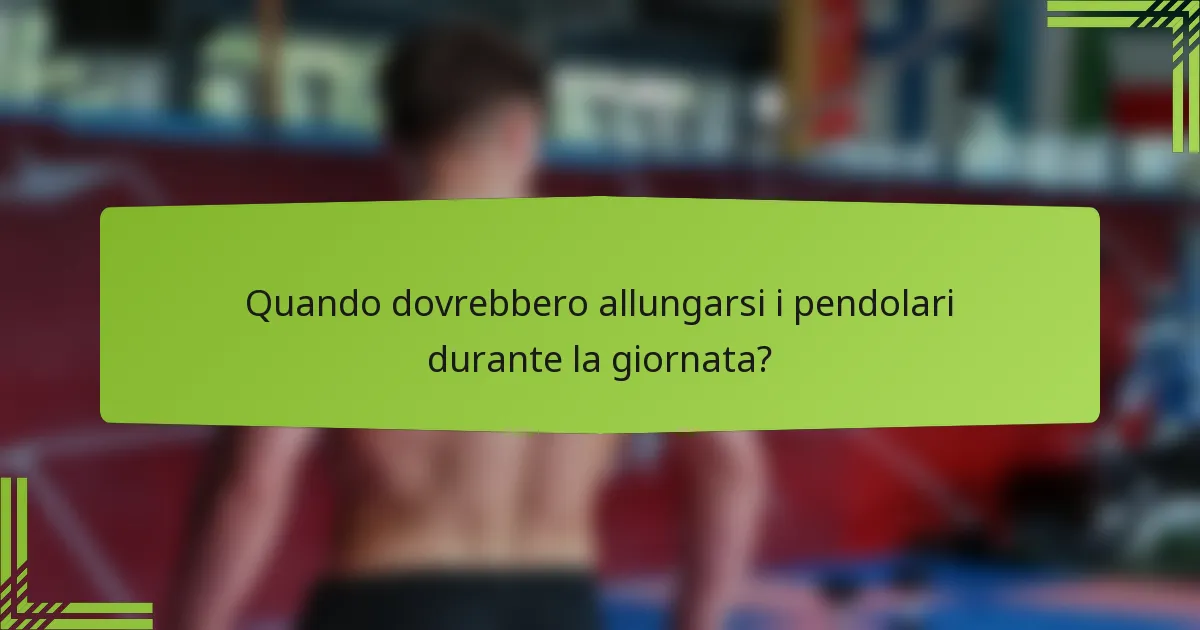 Quando dovrebbero allungarsi i pendolari durante la giornata?
